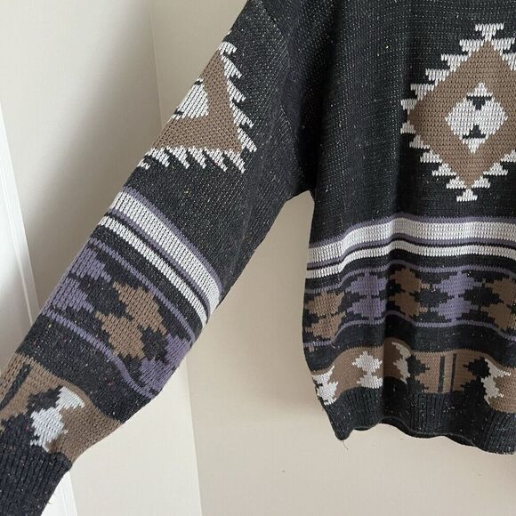 Vintage Bonjour International Y2K Grandpa Pullover Sweater L Aztec Boho Western - Picture 9 of 10
